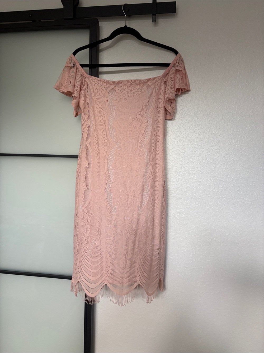 Venus Blush Pink Lace Off-Shoulder Dress